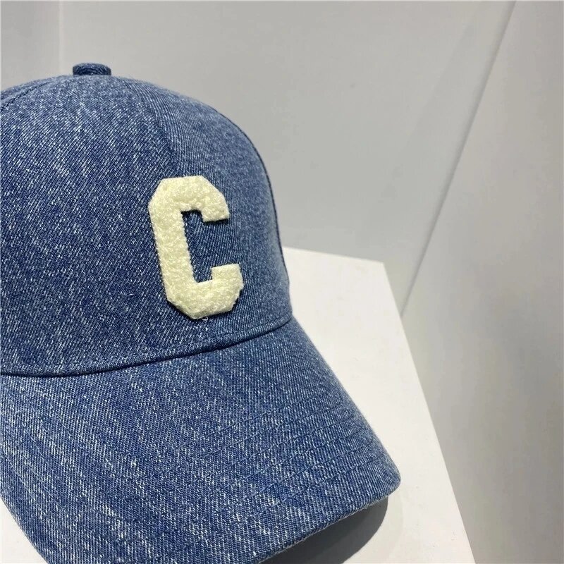 Topi bisbol Denim merek terbaru topi Pria Wanita huruf C topi Visor dapat disesuaikan untuk empat musim