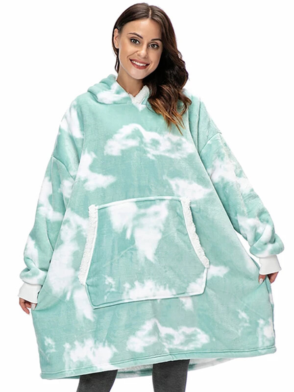 Sweats à capuche Smile angiTV surdimensionnés avec manches pour femmes, sweat-shirt d'hiver, pull, couverture, PVD