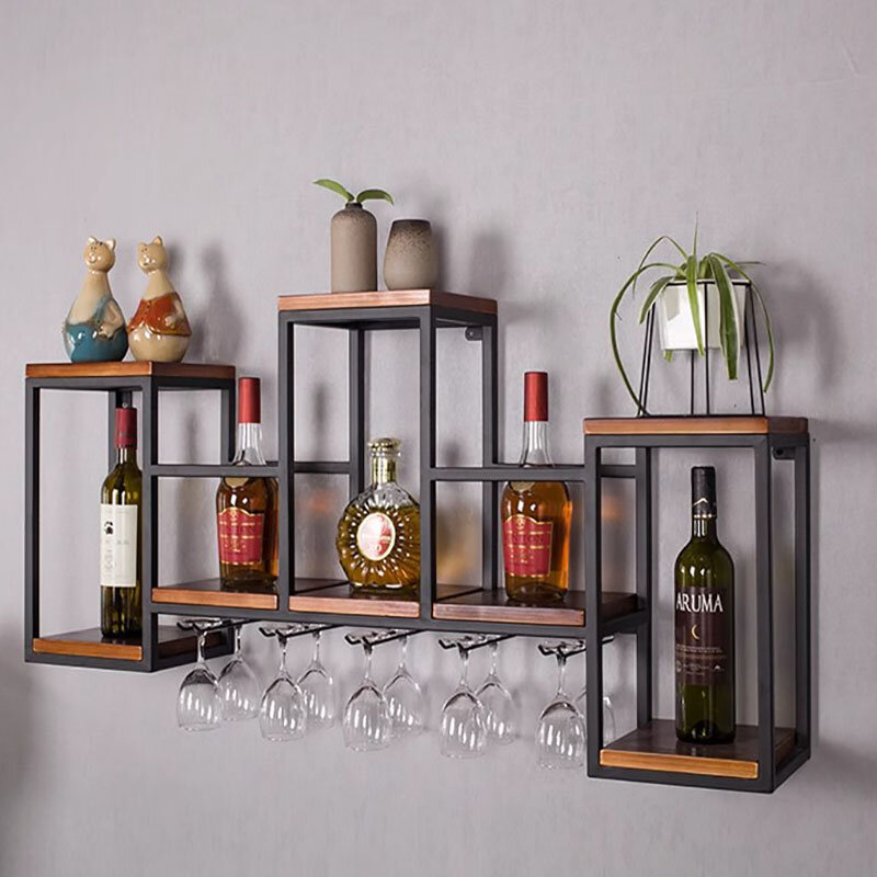 Metalowe małe szafki na wino Salon Salon drewniana ściana zamontowana butelka na wino unikatowe meble hotelowe Adega Barzinho
