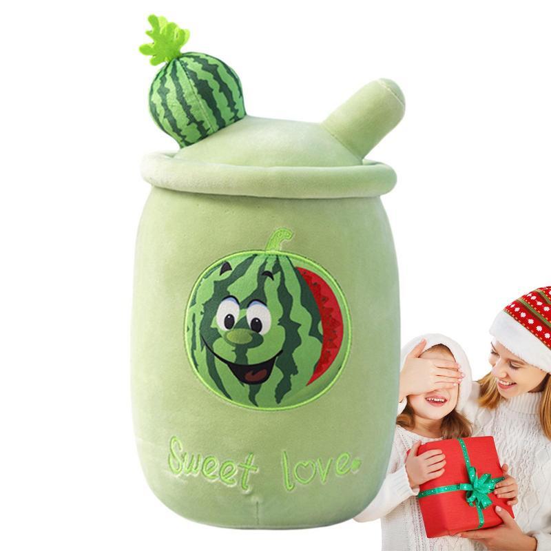 Almofada macia e confortável Boba Plush para crianças, Almofada recheada de desenhos animados Peach Cup Shaped, Real Life Food Toy
