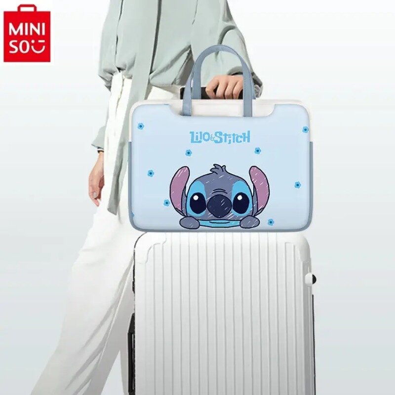 MINISO милый чемодан из искусственной кожи с изображением медведя из мультфильма «Минни», подходит для хранения файлов 14 дюймов 15,6 дюймов и других компьютерных сумок