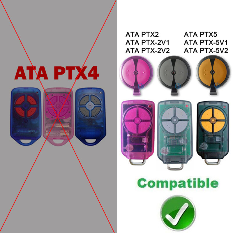 3pièces Ouvre-porte ATA PTX5 PTX2 PTX 2V1 2V2 5V1 5V2, télécommande 433MHz, Code roulant, commande de porte de Garage PTX5 télécommande