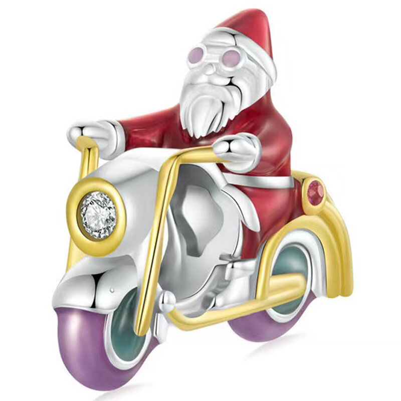Tas Santa Claus hewan kartun indah dengan manik-manik Lemon cocok untuk hadiah gelang wanita Pandora asli