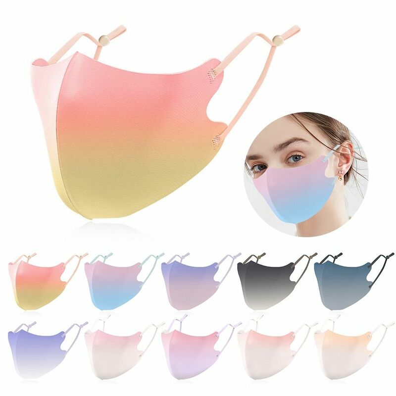 Máscara protetora UV-resistente da seda do gelo, cor do gradiente, proteção solar UV, lenço fino da cara, proteção do olho, olho