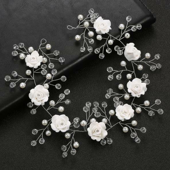 Diademas de boda de Color plateado para mujer, Tiara, accesorios para el cabello, diadema de perlas de flores de lujo, corona de cristal hecha a mano