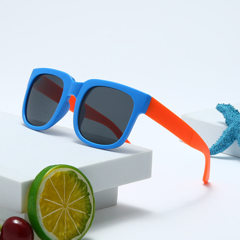 نظارات شمسية ملونة قابلة للطي للأطفال ، نظارات مربعة للأطفال ، حماية UV400 ، نظارات خارجية للأولاد والبنات ، تصميم العلامة التجارية