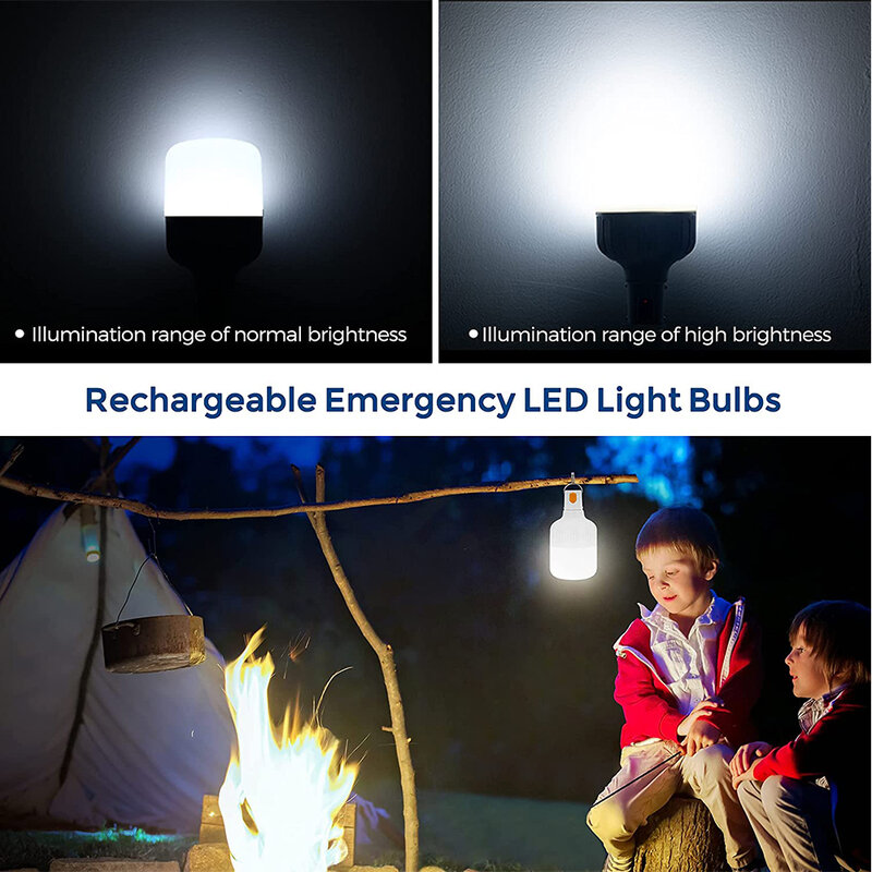 Bombillas de lámpara LED USB portátiles, luz colgante para exteriores, linterna impermeable recargable, luz de emergencia nocturna para tienda de campaña