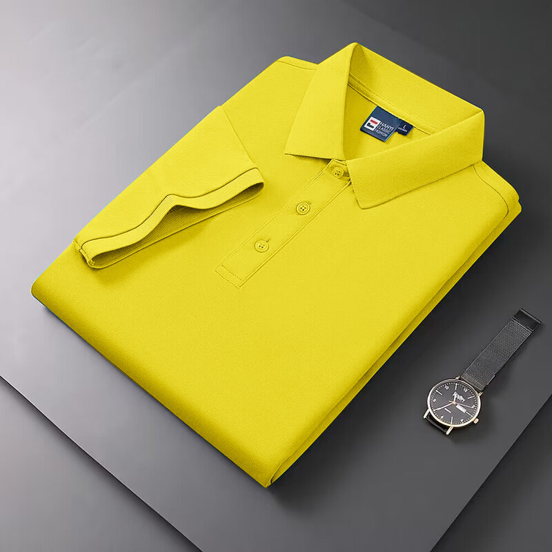 Kaus Polo lengan pendek kasual pria, T-Shirt Fashion bisnis bernapas pria 4XL