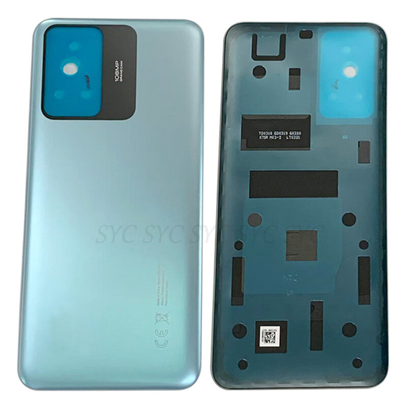 Sarung baterai belakang pintu belakang, pelindung baterai asli untuk Xiaomi Redmi Note 12S dengan Logo stiker perekat bagian reparasi
