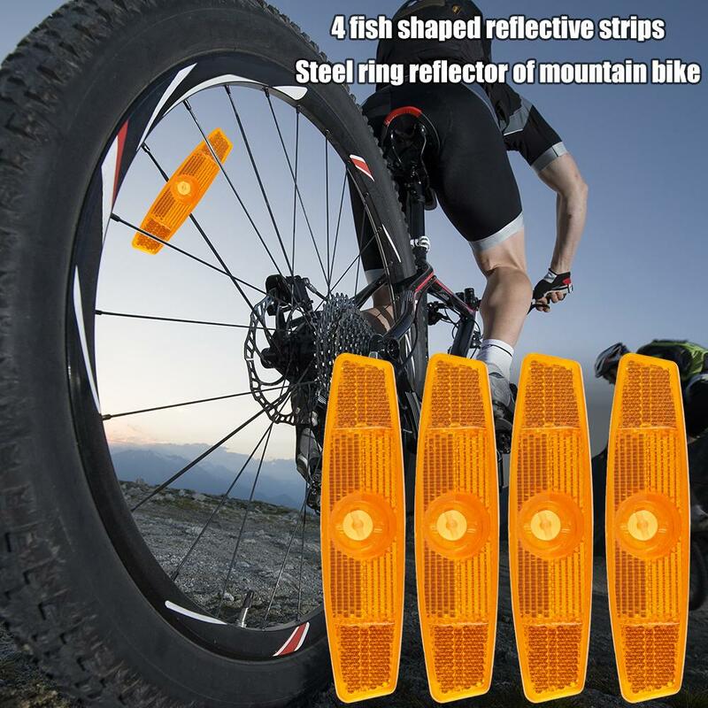 1-4 buah reflektor jeruji sepeda MTB, lampu reflektor keselamatan jeruji peringatan sepeda, aksesori pelek roda sepeda