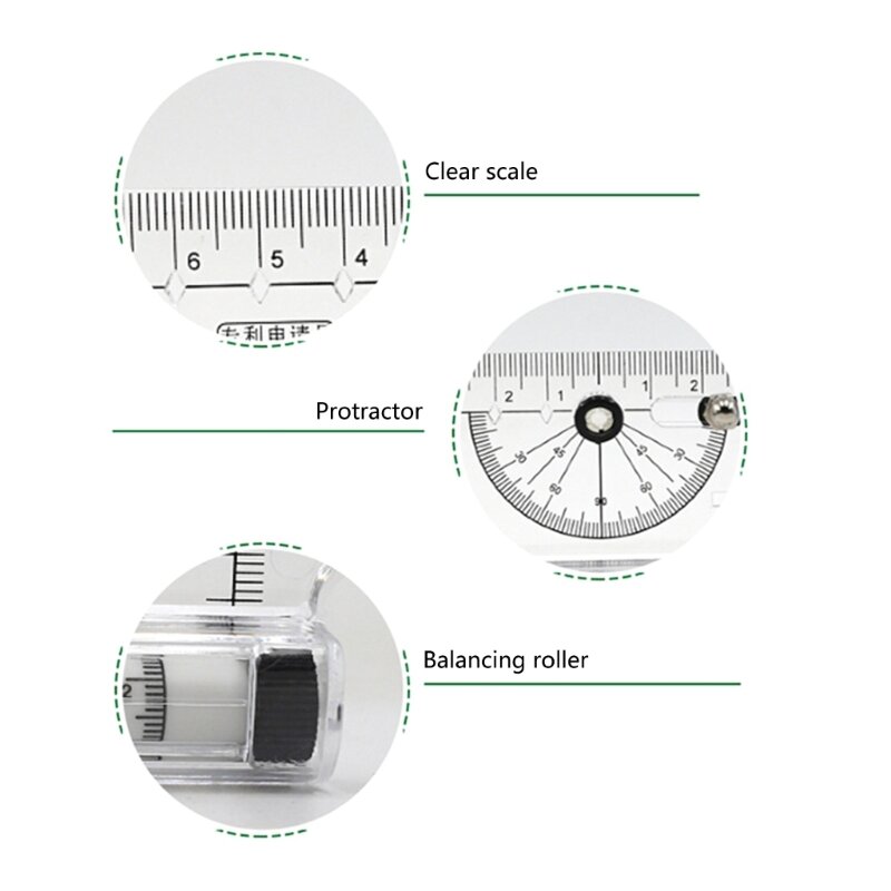 Pulley Centering Ruler Clear Professional School Household Craftsmen Protractor