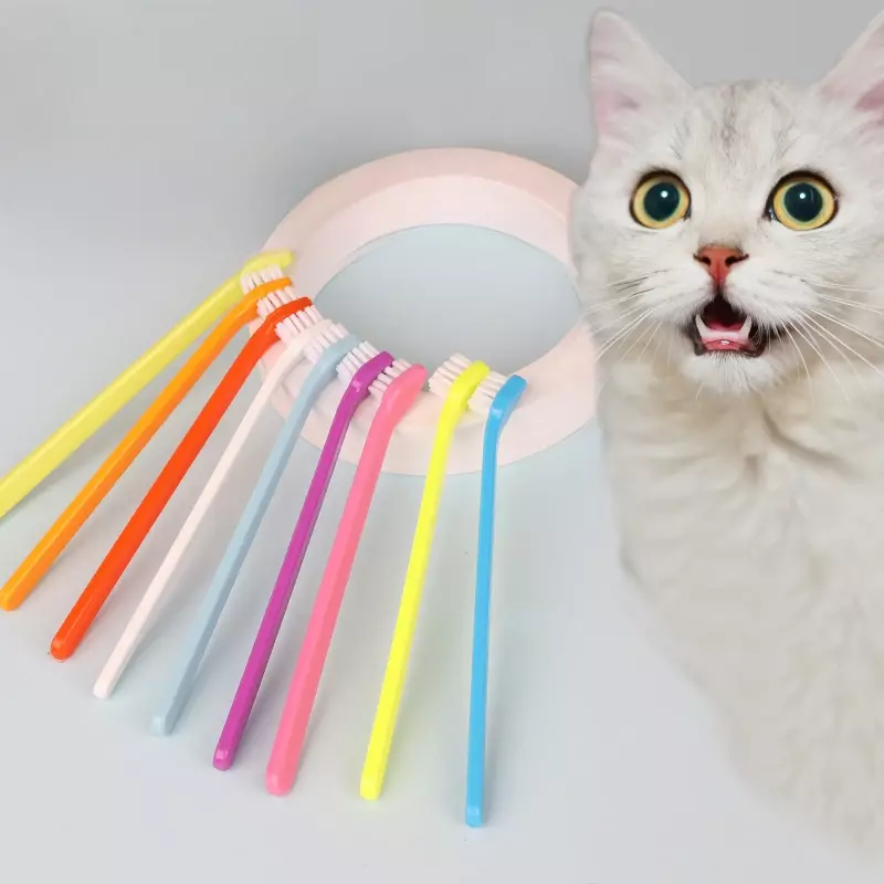 20 piezas-cepillo de dientes de nailon suave para perros y gatos, Kit de limpieza de dientes para cachorros, de raza pequeña