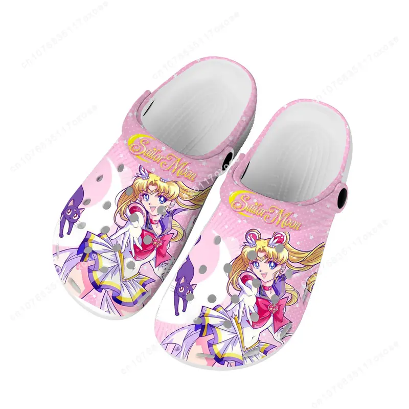 Zapatillas de dibujos animados de Anime Moons para hombres y mujeres, zuecos de Manga japonesa, zapatos de agua personalizados, zuecos de jardín para adolescentes, zapatillas de playa con agujeros