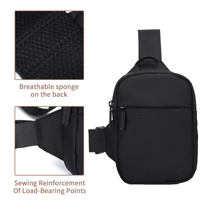 Handy Brusttasche kleine Umhängetaschen Handy Brieftasche, Reiß verschluss schwarz universell, leichter verstellbarer Riemen