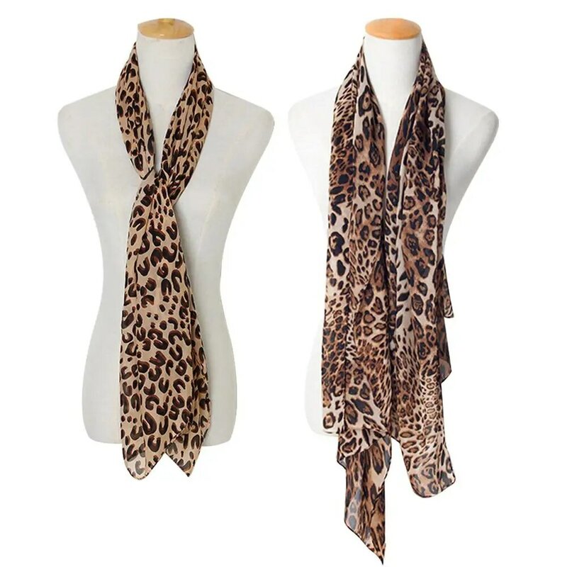 Sciarpa Vintage con stampa leopardata sciarpa con scialle in Chiffon morbido moda donna sciarpa con stampa animalier invernale sciarpe con sciarpa leopardata per donna