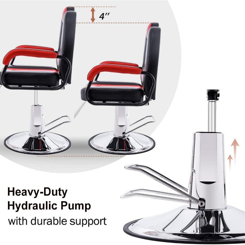 Cadeira reclinável hidráulica para cabeleireiro, Cadeira para barbeiro, Equipamentos de beleza, 20% Extra Wide Seat, Bomba Hidráulica Pesada