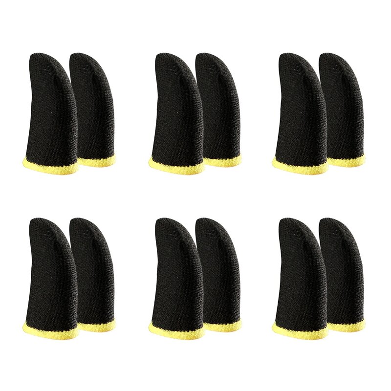 Manicotti per dita in fibra di carbonio a 18 Pin per giochi mobili PUBG manicotti per dita dello schermo di contatto nero e giallo (12 pezzi)