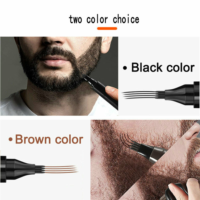 Impermeável Beard Filling Pen Kit, Beard Enhancer Brush, Colorir e Shaping Tools Lápis de cabelo preto e marrom, Ferramentas de reparo, Venda quente