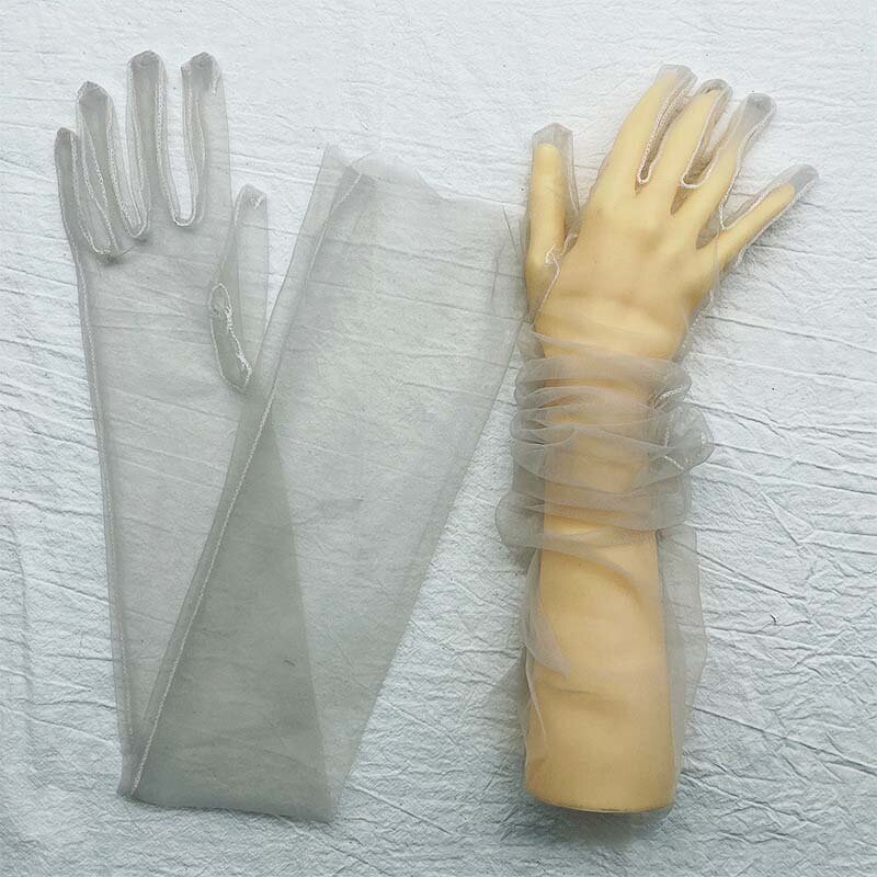 女性用の超薄型透明手袋,70cm,ロング,肘,ロング,ウェディング,花嫁用,セクシー,日焼け止め,ヴィンテージ
