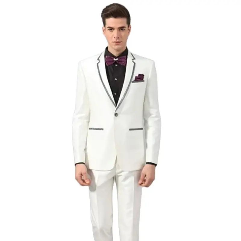 Traje Formal ajustado para hombre, esmoquin de 2 piezas, chaqueta personalizada con pantalones, trajes de boda, color Burdeos