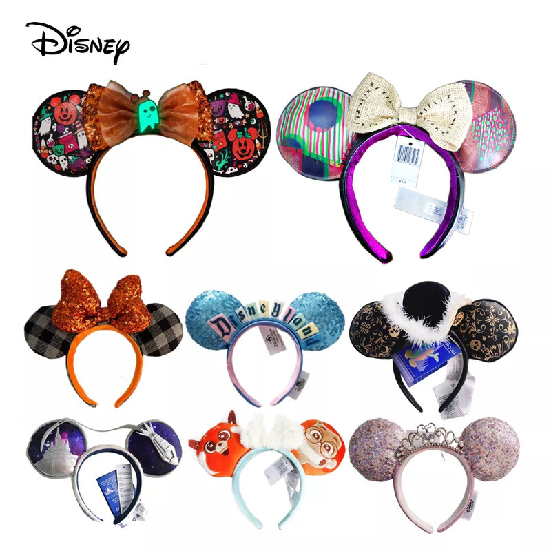 Disney Minnie Mickey Ikat Kepala Telinga Pesta Liburan Manik-manik Hiasan Kepala Pita Telinga Kostum Ikat Kepala Cosplay Mewah Dewasa/Anak-anak Hadiah
