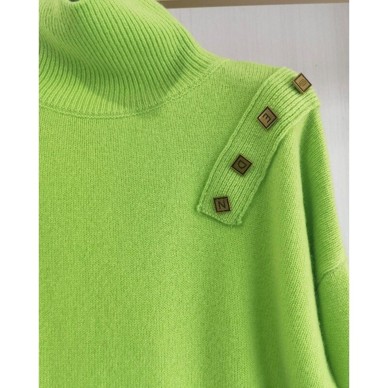 2024 jesień zima nowy francuski styl Retro pasek na ramię metalowa klamra delikatny dzianinowy Top damski uniwersalny sweter na szyję