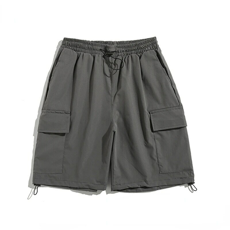 Однотонные шорты-карго, мужская мода 2024, Летние повседневные короткие брюки, студенческие трендовые короткие брюки, E73