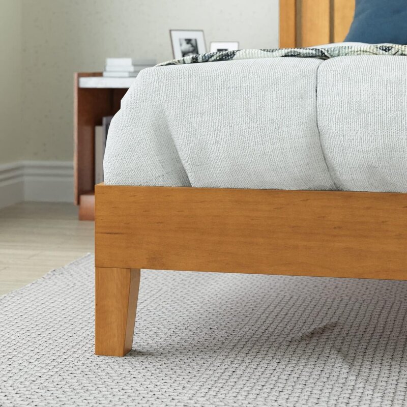 ZINUS-Marco de cama de plataforma de madera de lujo con cabecero, soporte de listón de madera, sin resorte de caja necesario, fácil montaje, Pi rústico