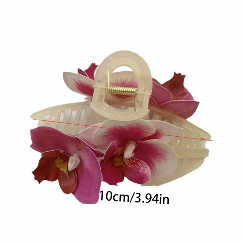 Cloth Flower Hair Claw Butterfly Orchid Bohemia Barrettes Large Shark Clip Korean Style Headwear Grab Clip Orchid Hair Clip