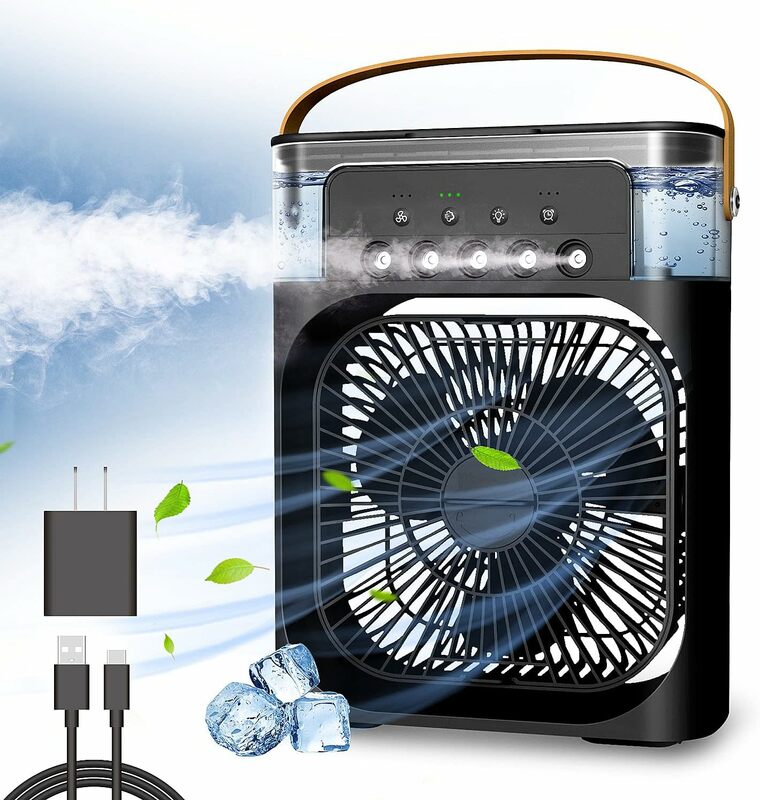Portable Fan Air Conditioners USB Electric Fan LED Night Light Water Mist Fun 3 In 1 Air Humidifie For Home