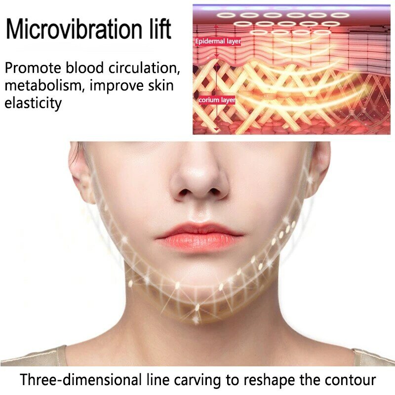 Masajeador de vibración para adelgazamiento Facial, terapia de fotones LED, EMS, Lifting Facial, doble mentón, levantamiento de mejillas en forma de V para el hogar