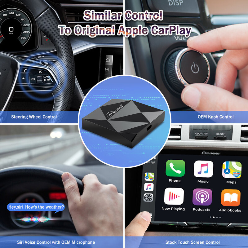 OTTOCAST-adaptador inalámbrico para CarPlay U2 Air, activador de Dongle, Bluetooth, USB, reproductor multimedia para Audi, Toyota y Volkswagen