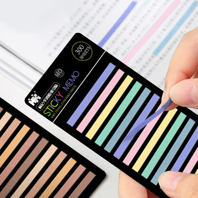 Rainbow Color Index Sticker Memo Pad, impermeável, transparente, Sticky Notes, Material Escolar, Papelaria Kawaii, 300 Folhas