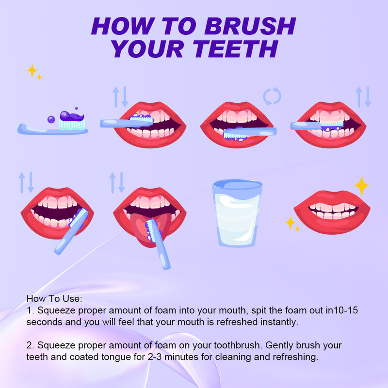 Wybielanie zębów pasta do zębów zestaw uśmiechu mus fioletowy profesjonalne wybielanie zębów usuń żółte plamy świeży oddech