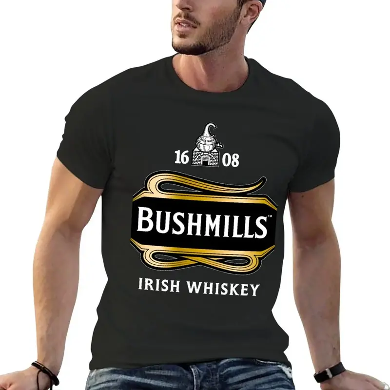 Bushmills-T-shirt classique surdimensionné pour hommes, haut d'anime, vêtements d'été