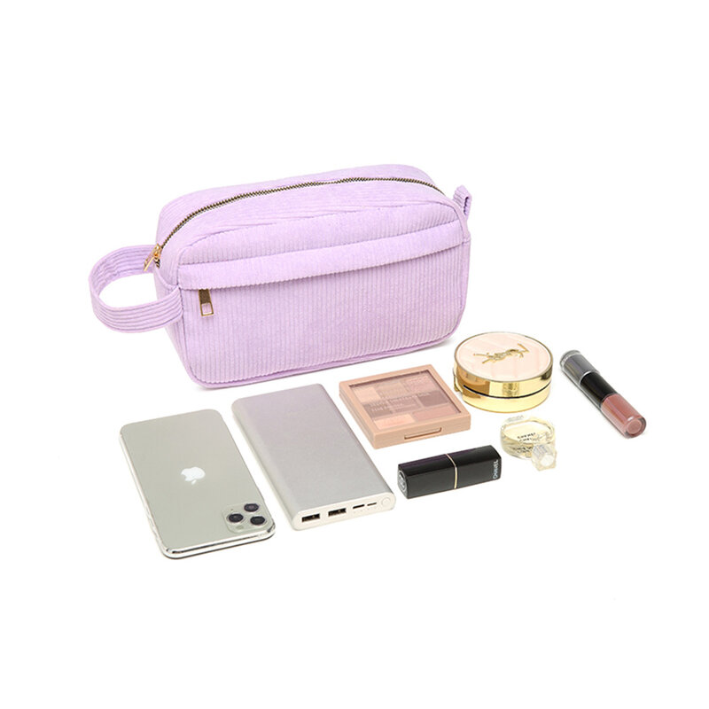 Bolsas de cosméticos de pana portátiles para mujer, bolsa de maquillaje pequeña de moda para bolsos de viaje, caja