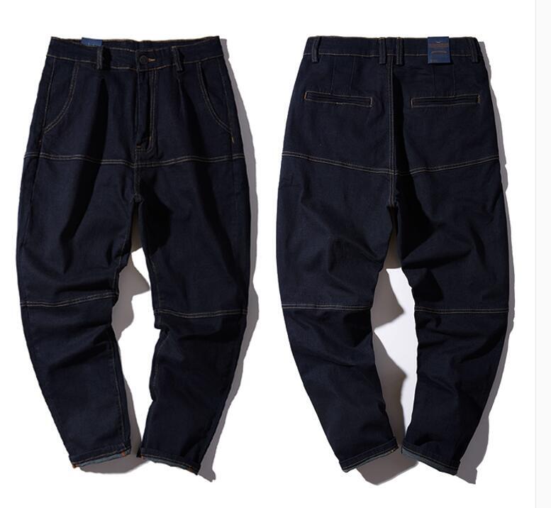 Quatro estações masculino hip-hop jeans solto denim harem calças de brim pés cônicos calças de brim harem