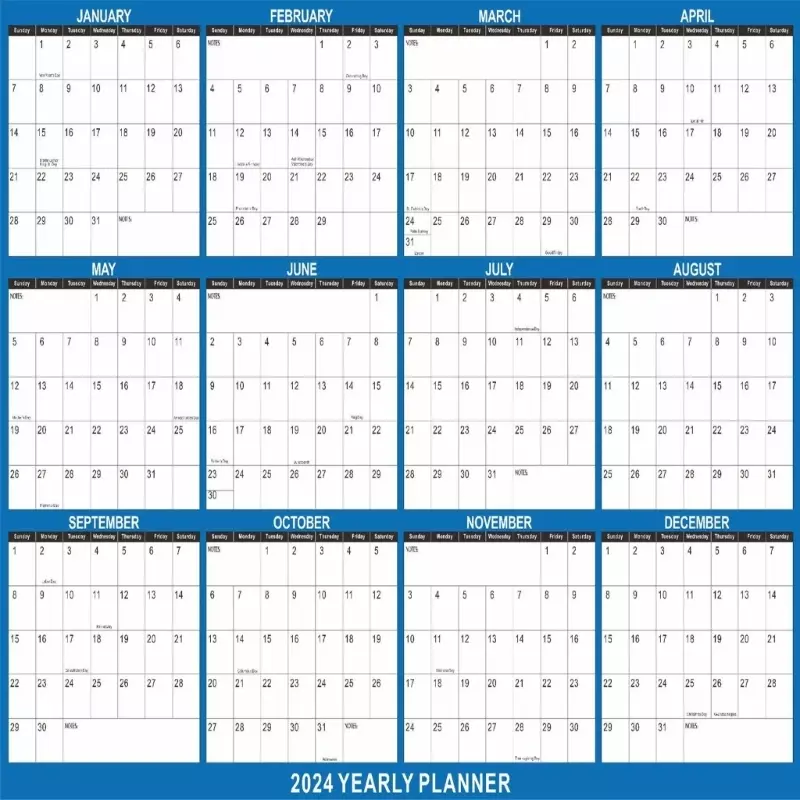 Двусторонний настенный календарь 2024, стираемый настенный календарь, 12 месяцев, годовой цвет, легко чистить