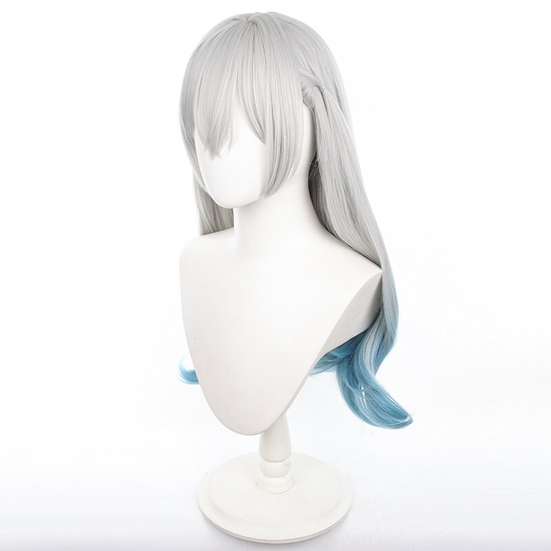 Peluca de Cosplay de Game Honkai: Star Rail Firefly para mujeres adultas, pelo largo azul y blanco degradado, pelucas sintéticas resistentes al calor para Halloween
