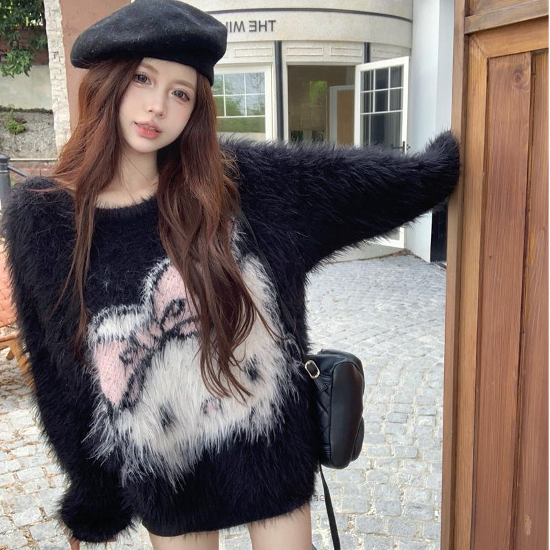 Sanrio Hello Kitty Soft Pullover Cartoon Autumn Winter Sweet Loose Sweaters Korean Cute Pink Knitted Shirt Y2k Aesthetic Tops