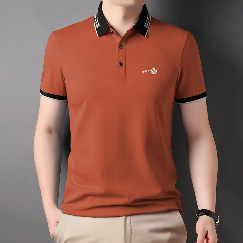 Moda risvolto impiombato reticolo lettera ricamo Polo abbigliamento uomo 2024 estate nuovi pullover Casual Business Tee Shirt