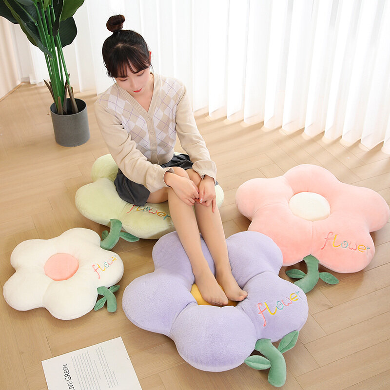 Ins 꽃 플러시 베개 소파 쿠션, 50/70cm, 귀여운 식물 봉제 꽃 만화 애니메이션 부드러운 장난감, 여아용 카와이 룸 장식
