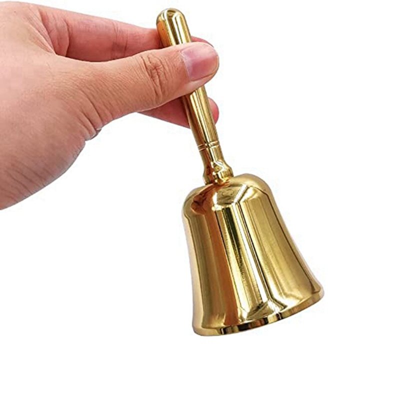 Campana antiladridos de mano súper fuerte, campana de cena de latón macizo, campana de entrenamiento de mascotas, oro