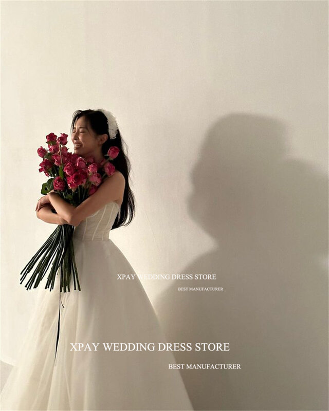 XPAY-Robes de mariée A-ligne sans bretelles en tulle chérie, Photoshoot coréen, nickel é de patients, quel que soit le corset, dos nu, sur mesure, 2024