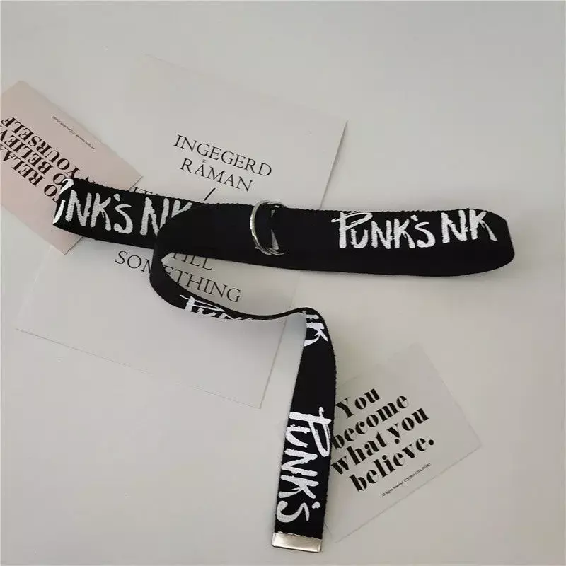 Cintura di tela da donna Y2k cinture Goth femminile semplicità Lettering Y2k accessori Casual Unisex Nylon lavorato a maglia cintura cappotto cinture
