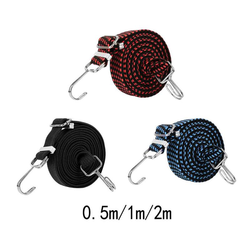 Adjustable Flat Bungee Cords with Hooks, Heavy Duty Straps with Hooks, Adjustable Buckles, Luggage Elastic Rope