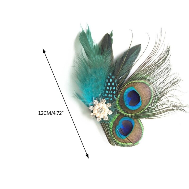Peacocks Feather Hair Clip for Female Fascinator Hairpin Headwear for Cocktail Party FrenchStyle Hairclip