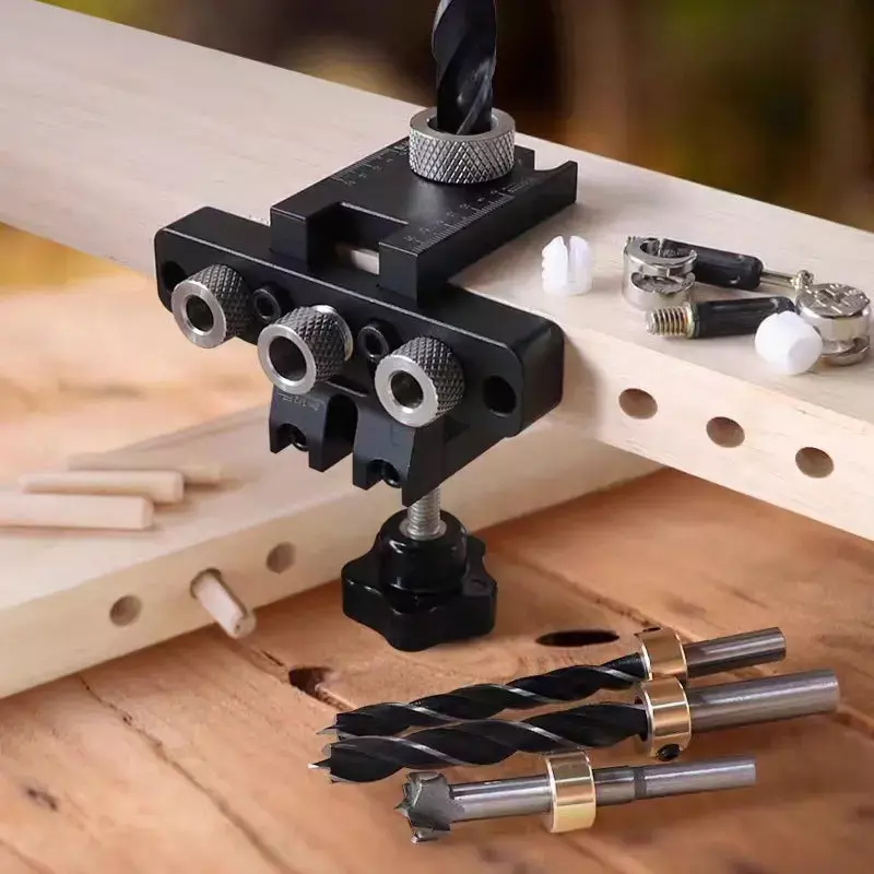 Plantilla de Precisión 3 en 1, Kit Maestro de espiga, guía de perforación de agujeros de madera, posición de carpintería para trabajo de madera DIY