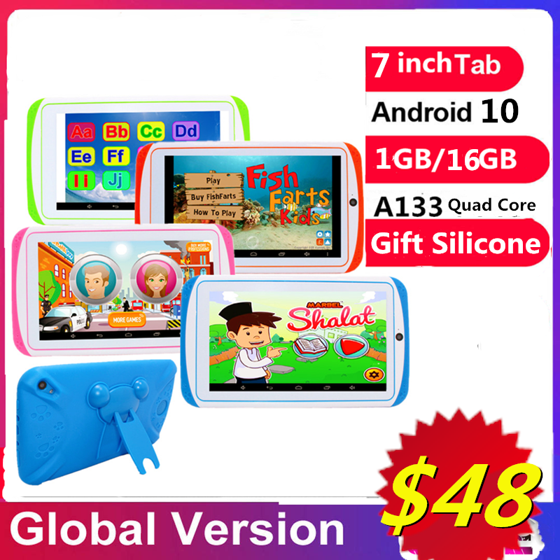 Funda de silicona para tableta PC Android 10,0 de 7 pulgadas, regalo para niños, 1GB de RAM + 16GB de ROM, E98, cuatro núcleos, cámara Dual, WIFI, bolígrafo gratis, gran oferta