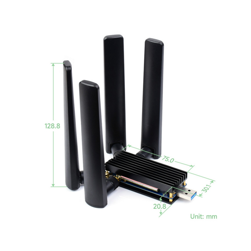 Modul DONGLE 5G, 4 antena USB3.1 Port aluminium Aloi Heatsink M.2 kunci antarmuka B